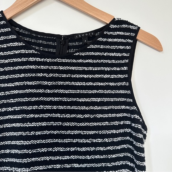 Theory Nikay Purposeful Striped Sleeveless Dress Tweed Fit & Flare Flounce - Picture 5 of 9